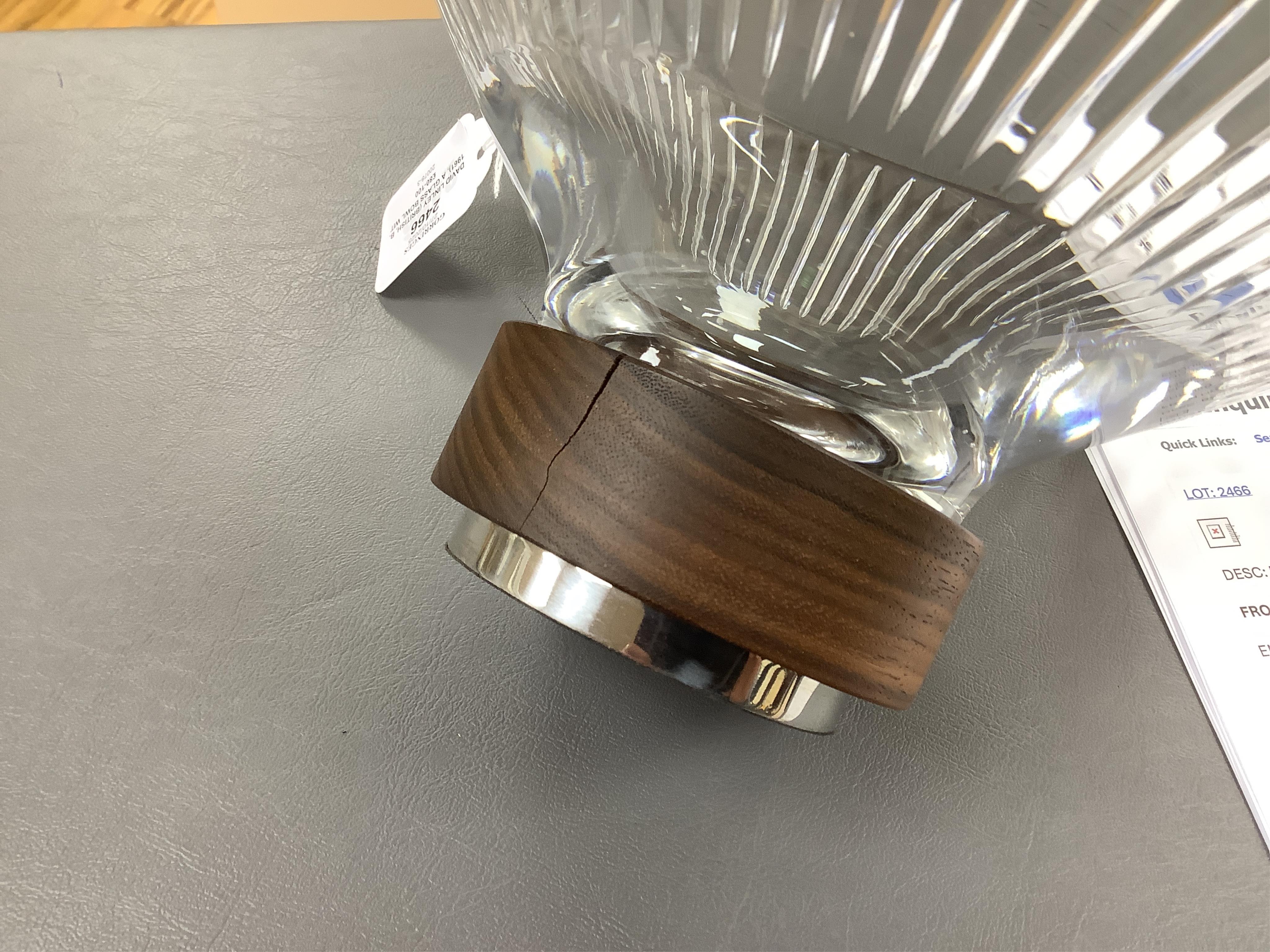 David Linley (British, B. 1961), a glass bowl with turned wood base, 24.5cm diameter